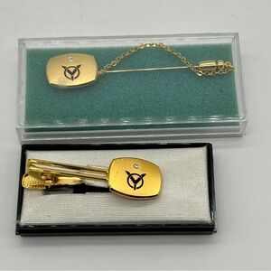 Vintage Morimoto Mark Manufacturing Japan Set of 2 Tie Clip Clasp Stick Pin